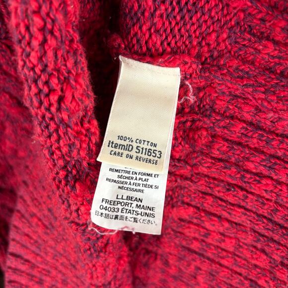 LL Bean Womens Cable Knit Fisherman Sweater S SP PS Red Blue L.L. Bean Prep - Picture 3 of 5